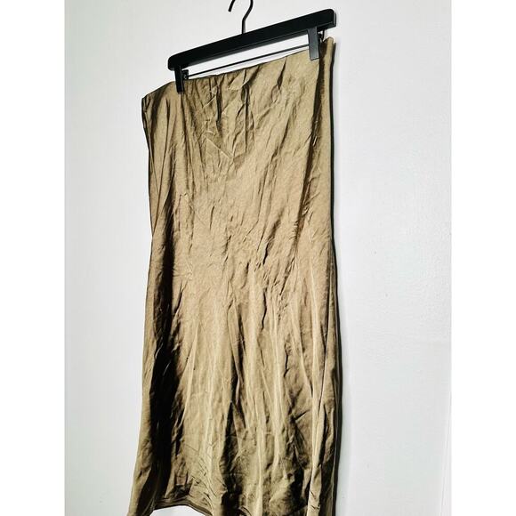 RIPE Gold Satin Shine Midi Maternity Slip Style Skirt Size Extra Large - Picture 5 of 10